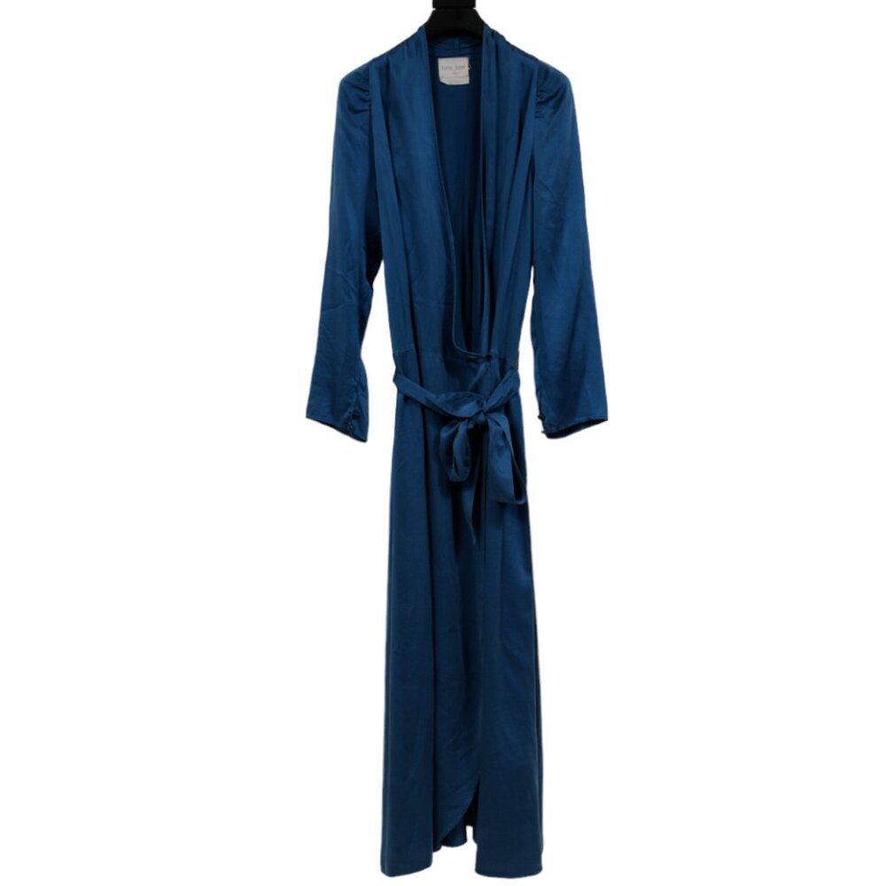 Forte Forte Womens Long Belted Wrap Dress Large Aqua Blue Silk Asymmetrical
